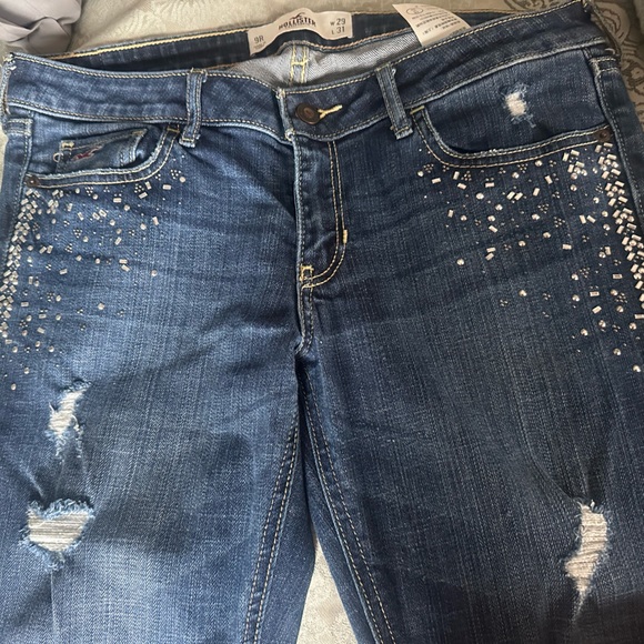 Limited edition- Hollister Jeans Womens size 9 Blue Denim Studs Dark Wash - Picture 10 of 10